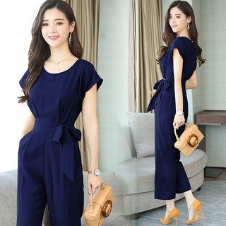 Bow Short-sleeve Jumpsuit