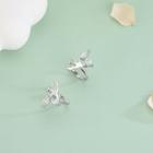 925 Sterling Silver Rhinestone Angel Cuff Earring 1 Pair - Es1209 - Silver - One Size
