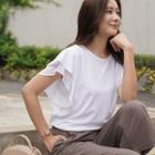 Sheer-layered Ruffle-sleeve T-shirt