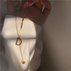Letter Pendant Necklace 1pc - Gold - One Size