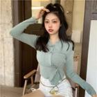 Polo-neck Light Knit Top