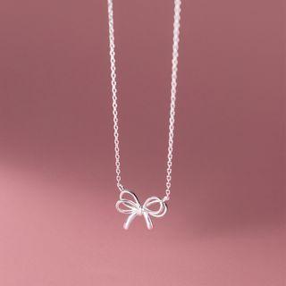 925 Sterling Silver Bow Necklace Necklace - Silver - One Size