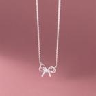 925 Sterling Silver Bow Necklace Necklace - Silver - One Size