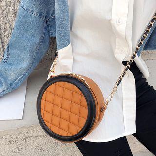 Quilted Faux Leather Circle Shoulder Bag