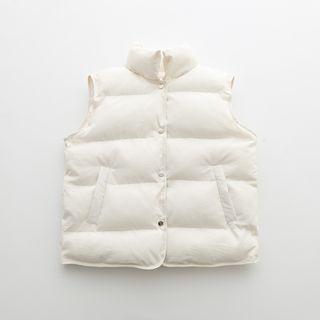 Turtleneck Plain Button-up Oversize Vest