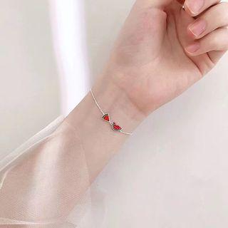 925 Sterling Silver Watermelon Bracelet Silver - One Size