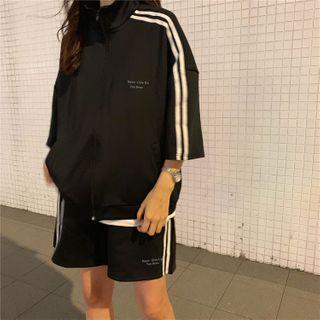 Striped Loose Jacket / Loose Shorts