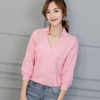 Pinstriped Asymmetric Blouse
