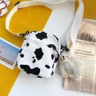 Milk Cow Print Canvas Crossbody Bag Bear Brooch - Milk Bag - One Size