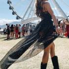 Spaghetti Strap Star Sequined Midi Mesh Dress