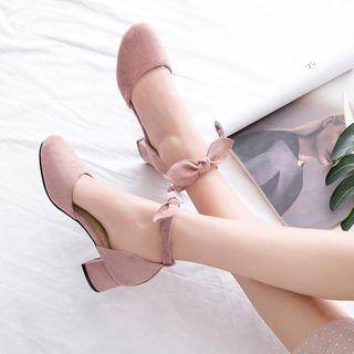 Faux Suede Ankle Strap Kitten Heel Dorsay Sandals