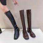 Front Zip Faux Leather Tall Boots