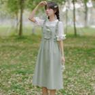 Bell-sleeve Top / Ruffled Midi A-line Dress / Set