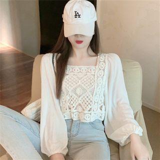 Crochet Lace Blouse As Shown In Figure - One Size