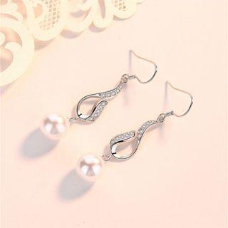 Faux Pearl Pendant Sterling Silver Necklace 1 Pair - Pt - Silver & White - One Size
