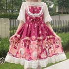 Long-sleeve Ruffled Printed Lolita Dress
