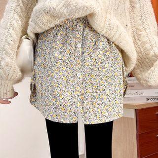 Floral Print Button-up Mini A-line Skirt