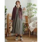 Button-up Plaid Long Dress