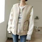 Piped Sherpa-fleece Zip-up Vest