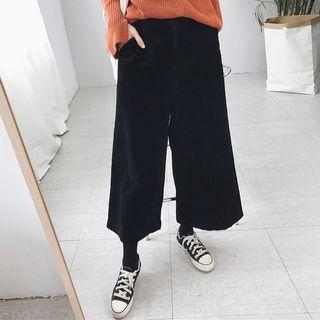 Cropped High-waist Wide-leg Corduroy Pants