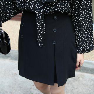 Double-buttoned A-line Miniskirt