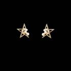 Faux Pearl Alloy Star Earring 1 Pair - Silver Stud Earrings - Gold - One Size