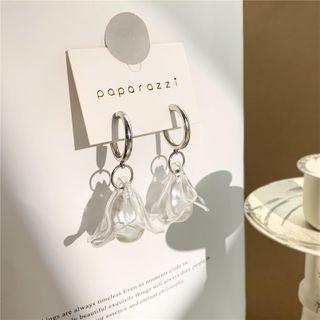 Transparent Petal Fringed Earring 1 Pair - Silver - One Size