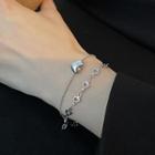 Heart Alloy Bracelet 1 Pc - Heart Alloy Bracelet - Silver - One Size