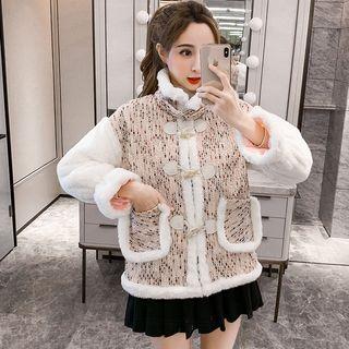 Contrast Trim Tweed Toggle Coat