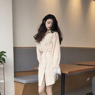 Lace Panel Shirt Dress