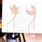 Faux Pearl Moon & Star Fringed Earring 1 Pair - As Shown In Figure - One Size