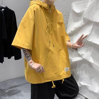 Elbow-sleeve Hooded Windbreaker