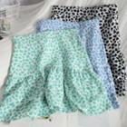 Print Ruffle Hem Mini A-line Skirt