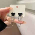 Heart Chained Alloy Dangle Earring 1 Pair - Black Heart - Silver - One Size