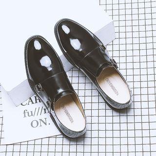 Genuine-leather Belted Patent Casual Shoes