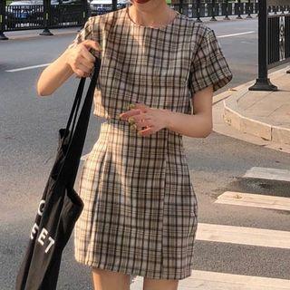 Gingham Mock Two-piece Mini Dress
