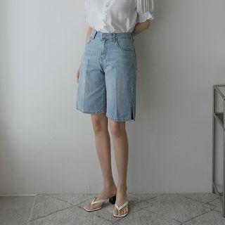 Slit-side Denim Bermuda Shorts