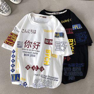 Lettering Short-sleeve Oversized T-shirt