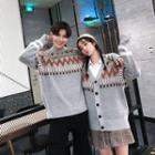 Couple Matching Patterned Sweater / V-neck Cardigan