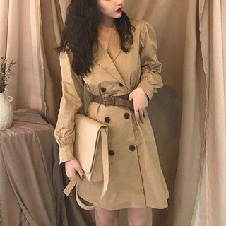 Double-breasted Long-sleeve Dress As Shown In Figure - One Size