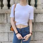 Short-sleeve Cropped Cutout Top