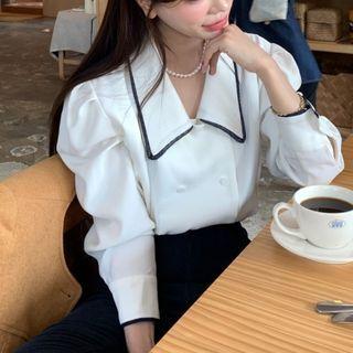 Double Breasted Collared Blouse