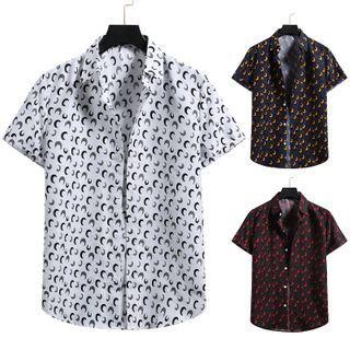 Short-sleeve Crescent Print Shirt
