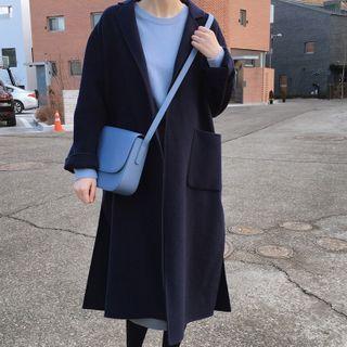 Open-front Midi Coat / Knit Top / Midi Straight-fit Skirt