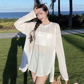 Long-sleeve Lace-up Cover-up