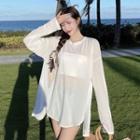 Long-sleeve Lace-up Cover-up