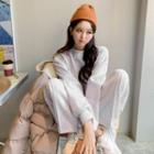 Fleece-lined Rib-hem Sweatshirt & Sweatpants Set