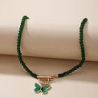 Glaze Butterfly Pendant Bead Necklace 15699 - Emerald - One Size