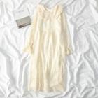 Peter Pan Collar Bell Sleeve Lace Midi Dress Almond - One Size