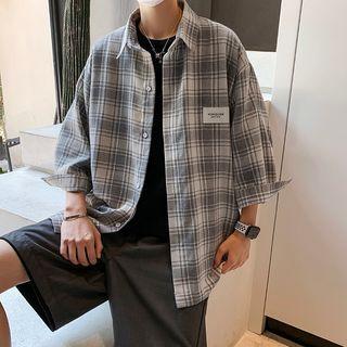 Long-sleeve Applique Plaid Shirt